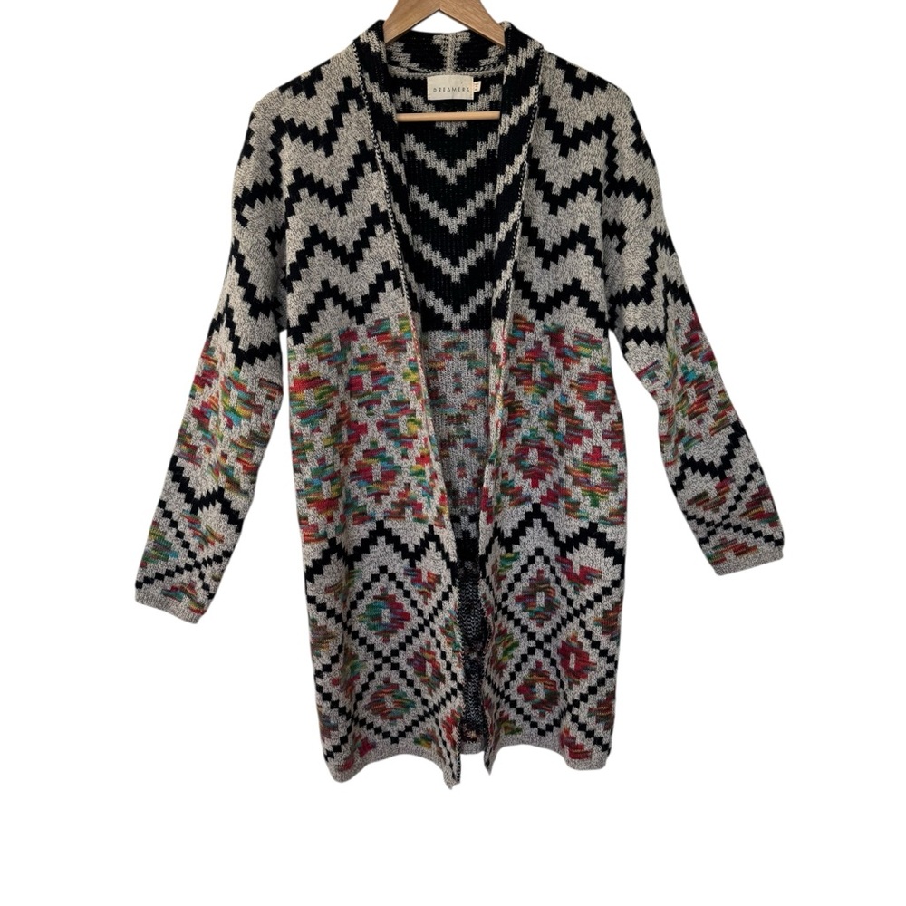 DREAMERS Southwestern Print Boho Cowgirl Cozy Long Cardigan Sweater Medium Large